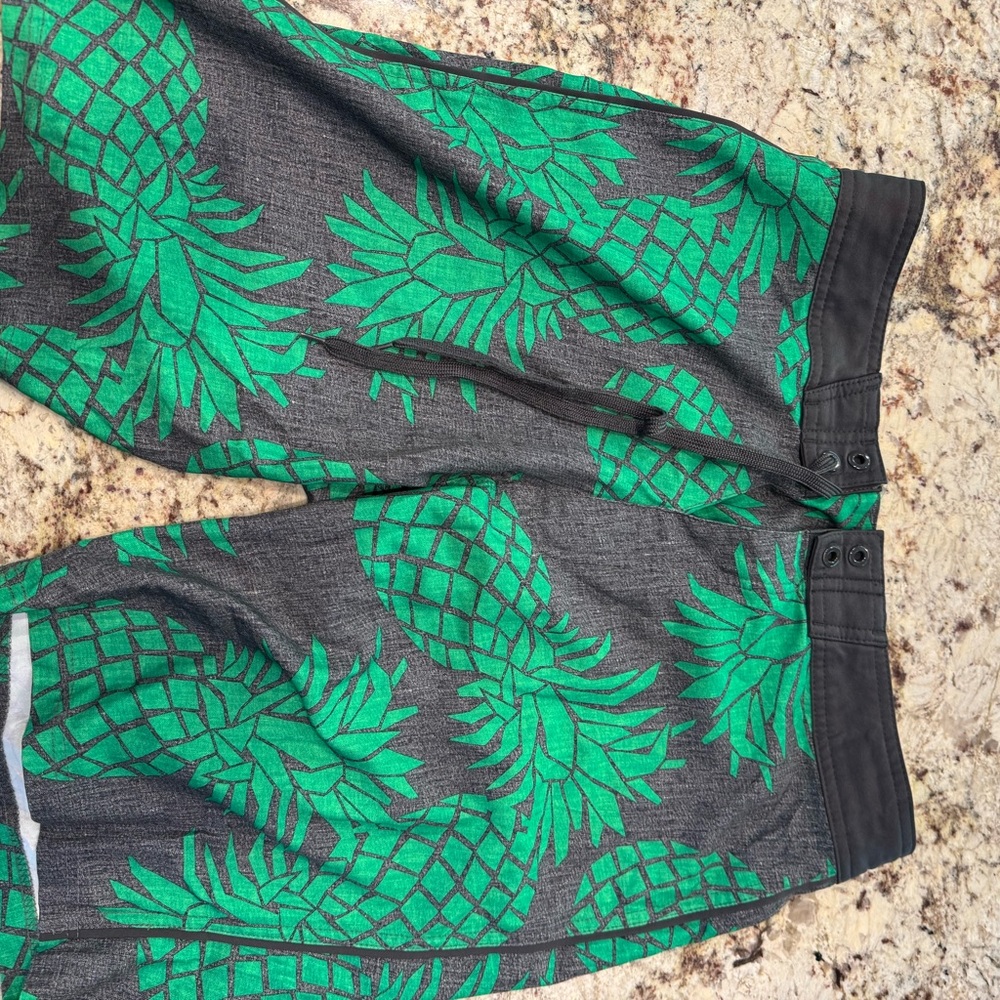 Men’s Gray and Green Pineapple Print trunks